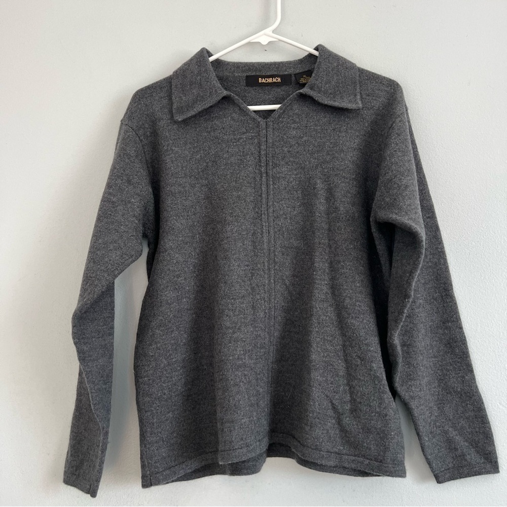 Bachrach Womens 100% Wool Collared Pullover Sweater Sz XL Classic Boho Casual